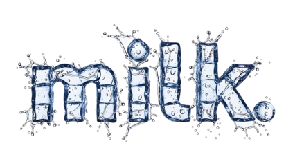 Illustrative milk typography isolated on transparent background