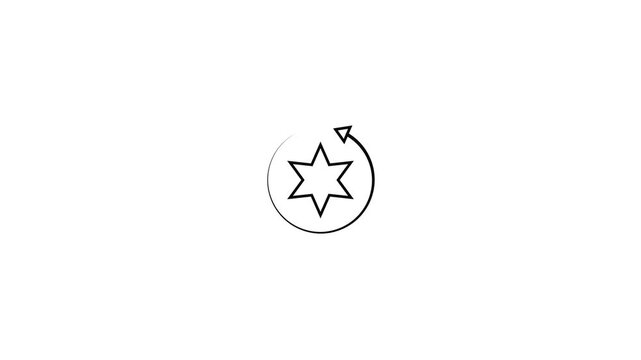 Line art star with arrow rotating animation. simple logotype icon star arrow animation.