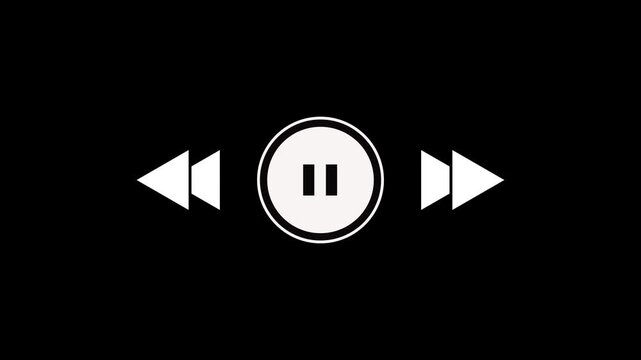 Audio player bar icon. Player button with play, pause, next, previous symbol animation. simple icon animation.