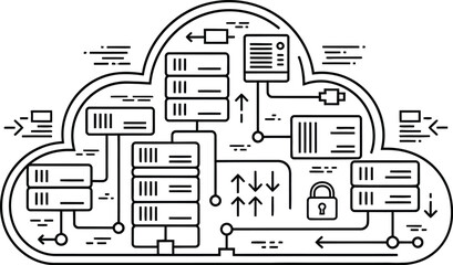 Secure cloud computing network with data storage and lock