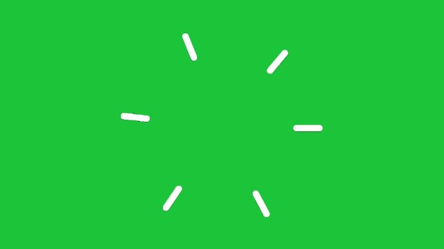 Minimal loading spinner animation with white lines rotating on green screen, clean UI progress indicator loop for apps and videos