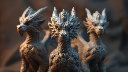 Fototapeta premium Legendary creature sculptures.png