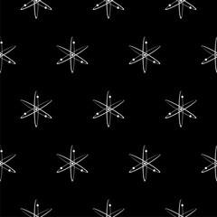 Fototapeta premium Atom simple seamless pattern isolated on black background