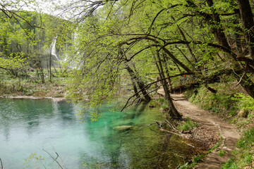 spectacular waterfalls and lakes of Plitvice Lakes National Park, in Croatia