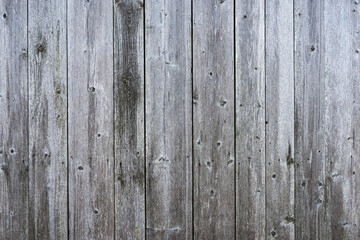 Obraz premium Old gray wooden boards with visible grain, cracks, and aged surface. Natural rustic wood texture background.