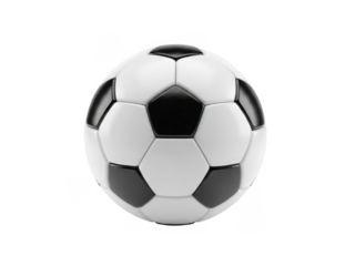 Classic black and white soccer ball isolated on transparent background