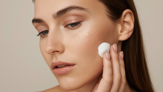 Icepick scars from acne on women's cheeks occur when the skin collapses, creating narrow, deep holes, which can be treated with creams or beauty products.png