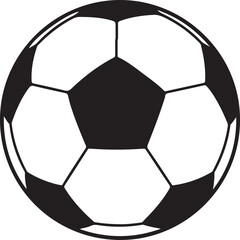 Fototapeta premium A simple black and white line art illustration of a traditional soccer ball with pentagonal and hexagonal panels.