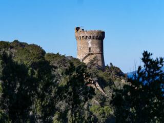 Fototapeta premium Wild rocky coastline of Capo di Muro in Corsica with crashing waves on Mediterranean Sea