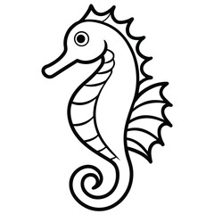 Obraz premium Intricate black and white seahorse illustration with detailed sketch patterns. Vector illustration