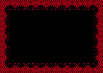 中央レース&times;幾何学模様③(赤色)