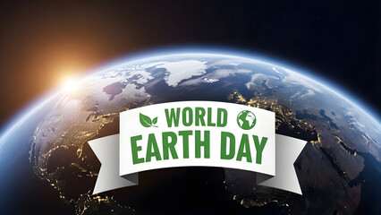 World Earth Day celebration with stunning view of Earth from space