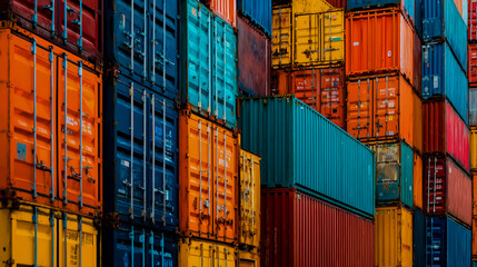 Fototapeta premium A vibrant and colorful collage of shipping containers