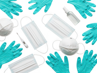 Essential personal protective equipment isolated on transparent background