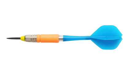 Blue and orange dart isolated on transparent background PNG, sports equipment for target games and recreational activities
