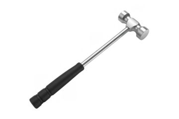Silver hammer with black handle tool hardware isolated on a transparent background