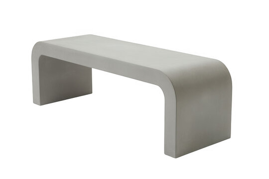 White curved bench or table furniture isolated on a transparent background