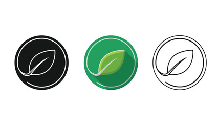 Fototapeta premium Set of three distinct leaf icons representing nature ecology and sustainable organic growth concepts