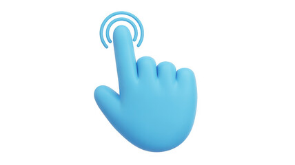 Blue hand cursor finger pointing isolated on a transparent background