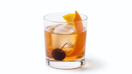 An isolated glass of fresh cola with ice and a lemon slice creates a cold, refreshing beverage for any bar