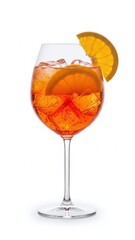 A fresh glass of orange juice and a cold glass of red wine sit alongside a sweet fruit cocktail and a martini for a refreshing party celebration at the bar