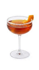 A transparent glass of orange juice and a goblet of honey sit isolated as a cold liquid beverage for a party or celebration bar