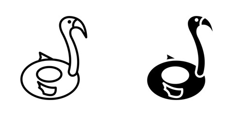 Fototapeta premium Flamingo float Icon set. Symbol isolated white background. vector illustration. color editable.