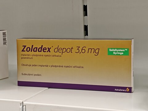 Prague,Czech Republic-14.01.2026: Zoladex Depot by AstraZeneca containing goserelin is a long acting subcutaneous implant used for hormone therapy in prostate cancer, breast cancer, and endometriosis