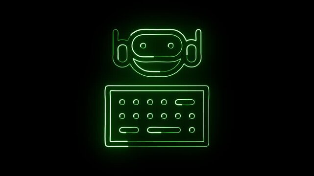 Coding neon line animated icon &ndash; free coding animation HD video isolated on black background