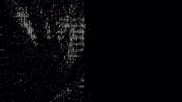 Abstract Glitchy Digital Noise Overlay with Dark Background.