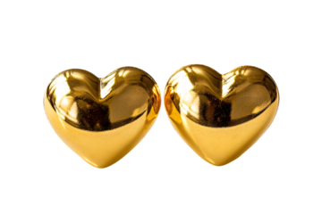 Two Golden Heart Charms in Different Styles PNG