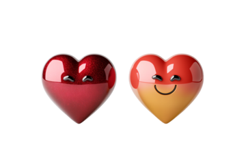 Two Hearts Emoji in Varied Style Centered PNG