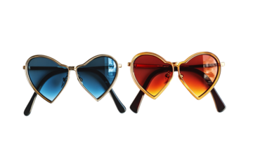 Two Heart-Shaped Sunglasses with Different Styles PNG