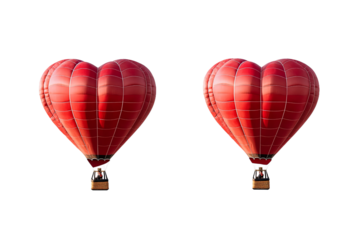 Heart-Shaped Hot Air Balloons in Different Styles PNG