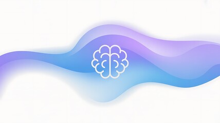 Modern Artificial Intelligence and Mental Health Concept with Brain Icon on Abstract Gradient Waves