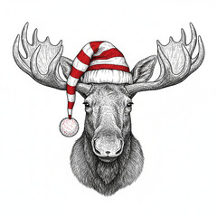 moose head isolated on white