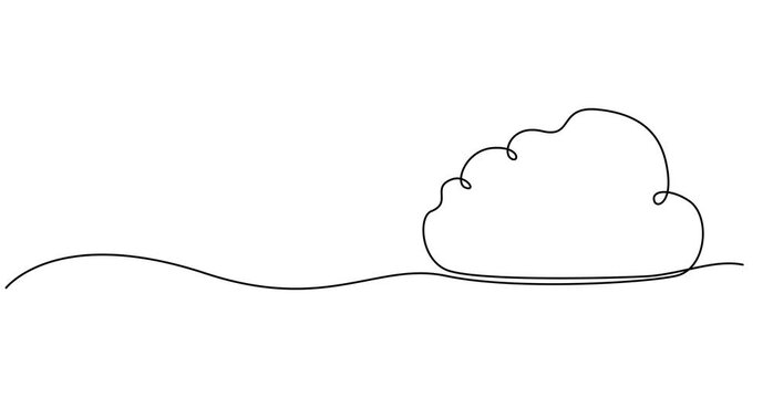 Cloud continuous one line drawn animation. Sky linear symbol animated video.,Video. Continuous one line drawing of cloud animated video. Full length one line animation