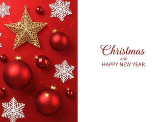 Christmas and happy new year greeting card isolated on transparent background
