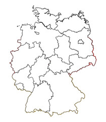 Obraz premium slightly simplified white map of Germany and the borders of the federal states, creative abstract padding
