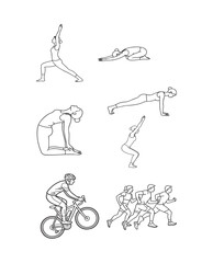 Obraz premium Minimal Line Art Fitness and Yoga Poses Set
