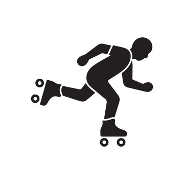 Speed Roller Skater Silhouette Vector Icon