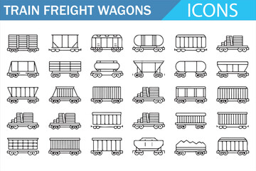 Cargo Train Wagon Symbols Set for Infrastructure Projects © MDSUMON