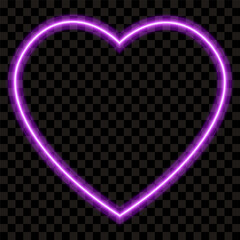 Purple neon heart, light tube, vector illustration.