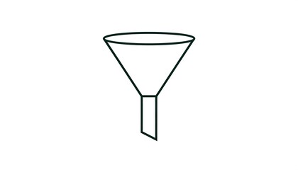 Simple, line-art illustration of a conical device with a wide opening and a narrow spout, typically used for pouring liquids