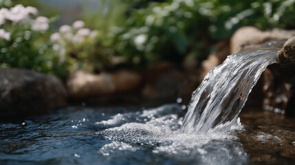 Fototapeta premium Sustainable water management strategies focus on recycling waste water for irrigation, industrial use, and non potable applications. cinematic color correction, natural uneven lighting yet gentle