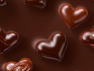 Naklejka premium Seamless Glossy Chocolate Heart Pattern for Valentine's Day Backgrounds