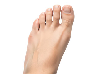 Close-up of a human foot isolated on transparent background