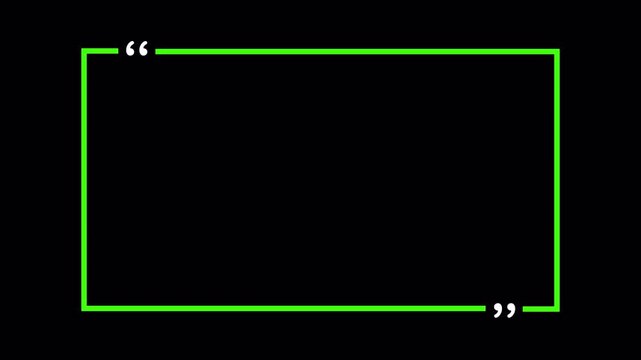  rectangle with  quotation marks  quote speechin transparent background in 4K animation rectangle and question marks animation with alpha channel