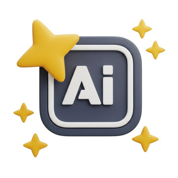 3d rendered adobe illustrator icon with stars