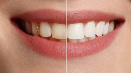 Flawless grin pre and post bleaching Oral hygiene and teeth whitening